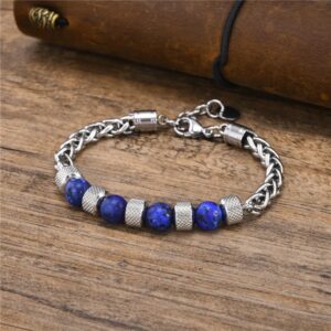 FBB19908 Premium Material Fashion Bangle (Blue And Silver)