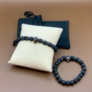 1 pcs-Obsidian Skull All Black Beaded Bracelet